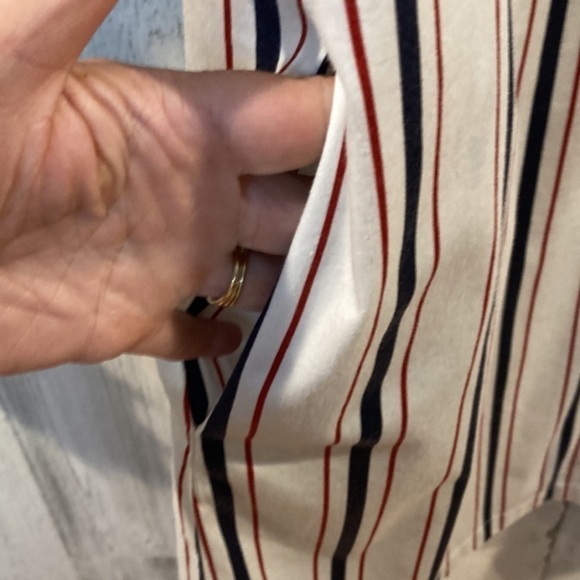 Tuckernuck white Navy and‎ Red Stripe Clifton Dress size XS midi collared - Picture 8 of 16